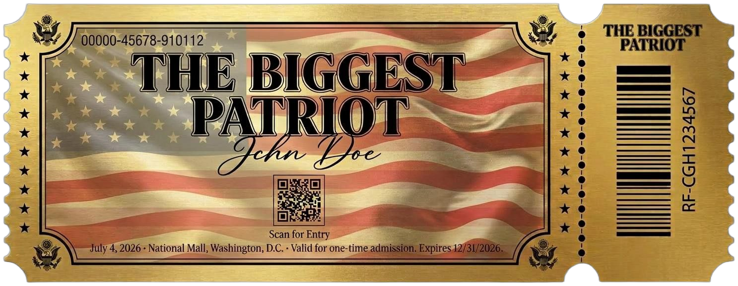 The Biggest Patriot — gold ticket coupon